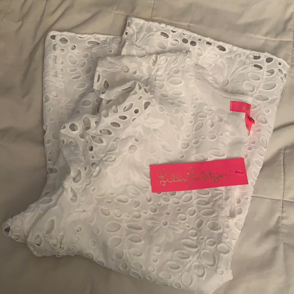 NWT Lilly Pulitzer large white eyelet Faun shirt with flutter sleeves!